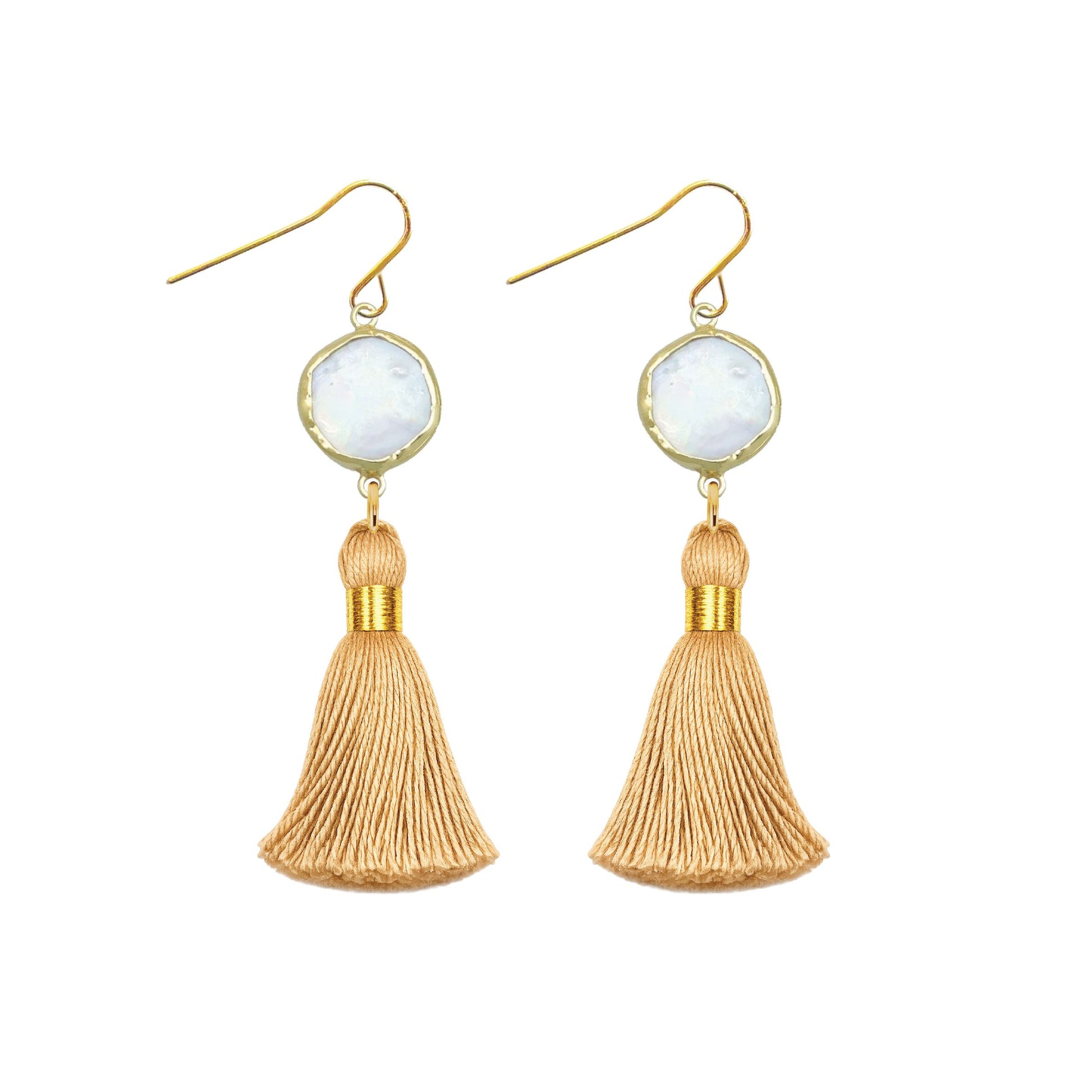 Pearl and Gold Tassel Earrings Robyn Canady 