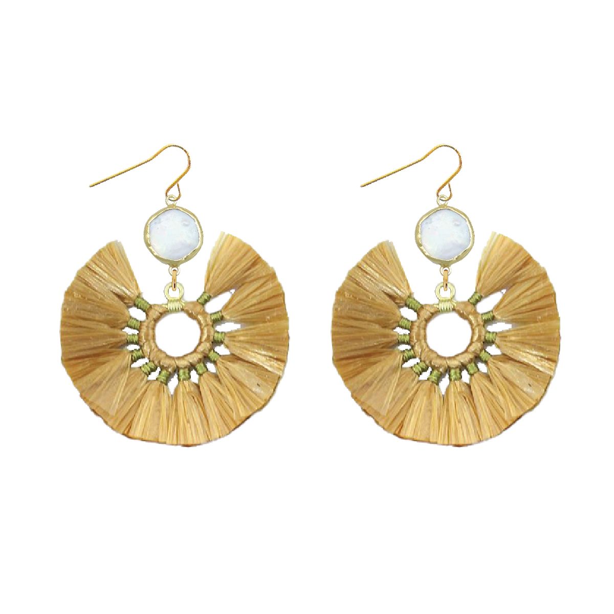 Pearl and Raffia Fan Earrings Robyn Canady 