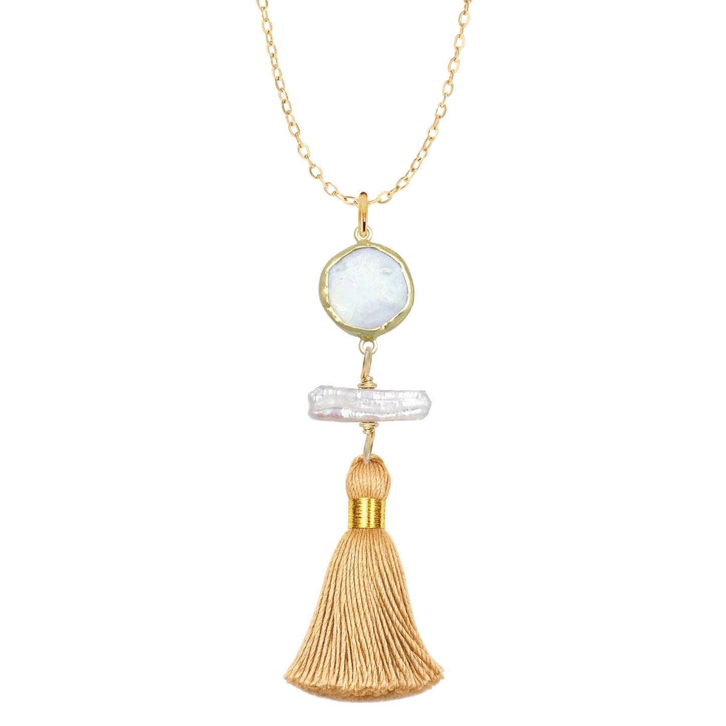 Pearl and Gold Tassel Necklace Robyn Canady 