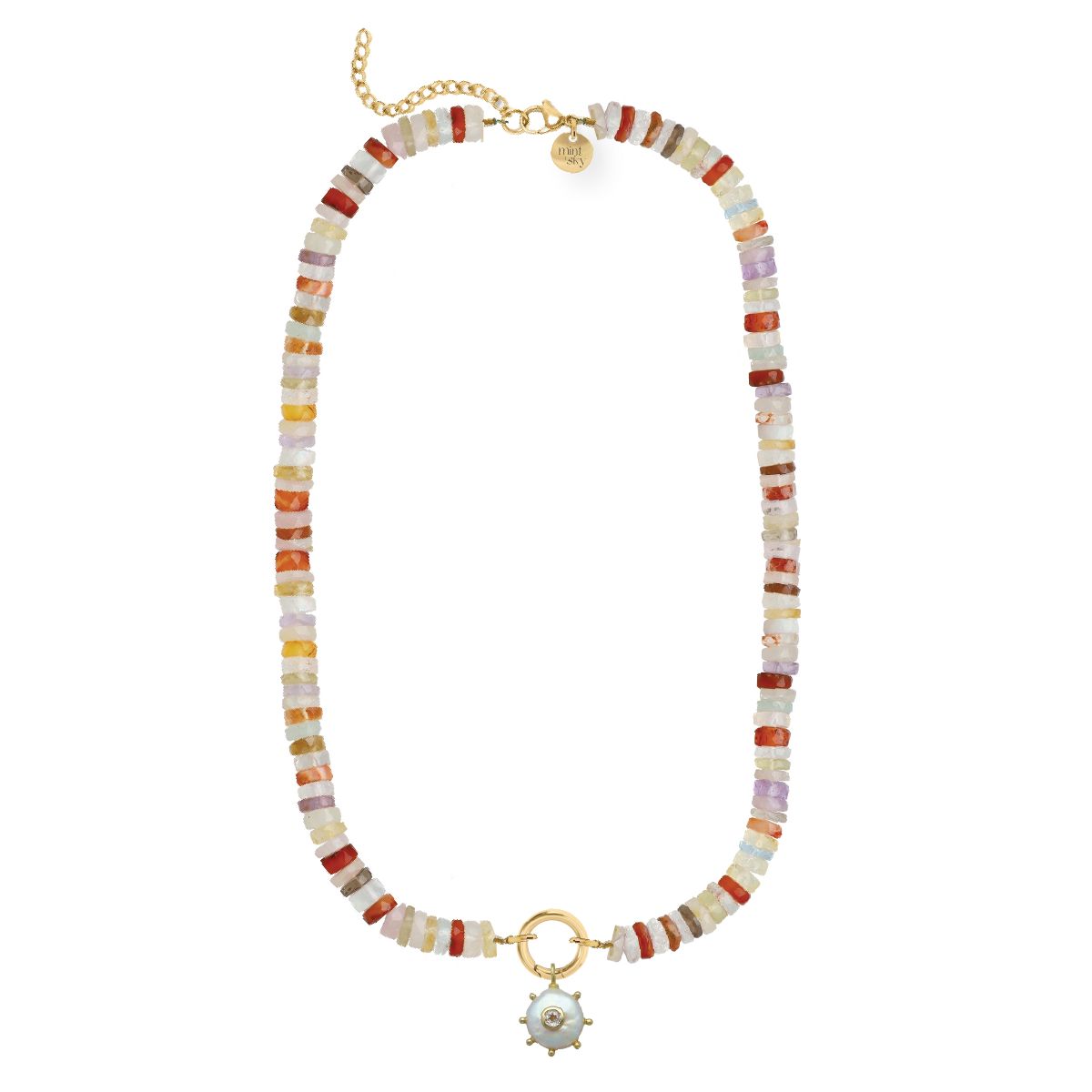 Multi Gemstone, Freshwater Pearl, White Topaz Necklace Necklace Robyn Canady 