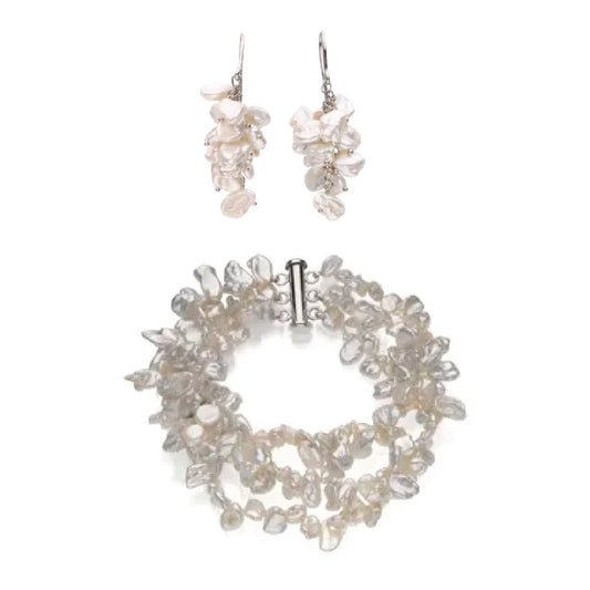 Luxe White Freshwater Pearl Gift Set, Bracelet & Earrings Necklace Robyn Canady 