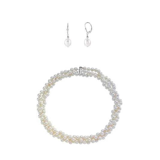 Luxe White Freshwater Pearl Gift Set, Necklace & Earrings Necklace Robyn Canady 