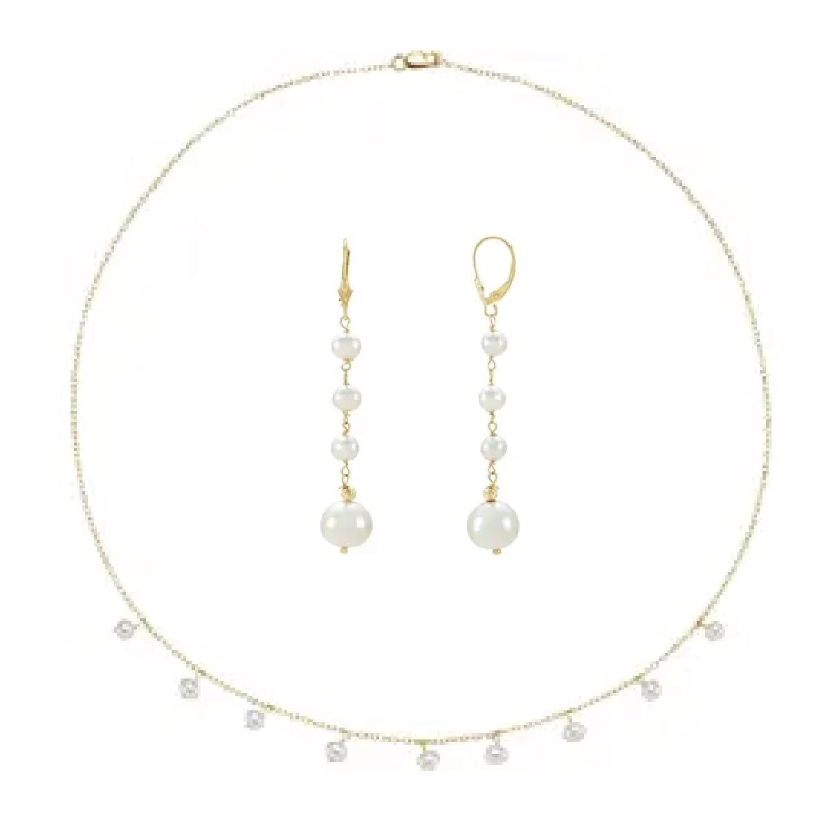 Luxe White 14K Freshwater Pearl Gift Set, Necklace & Earrings Necklace Robyn Canady 