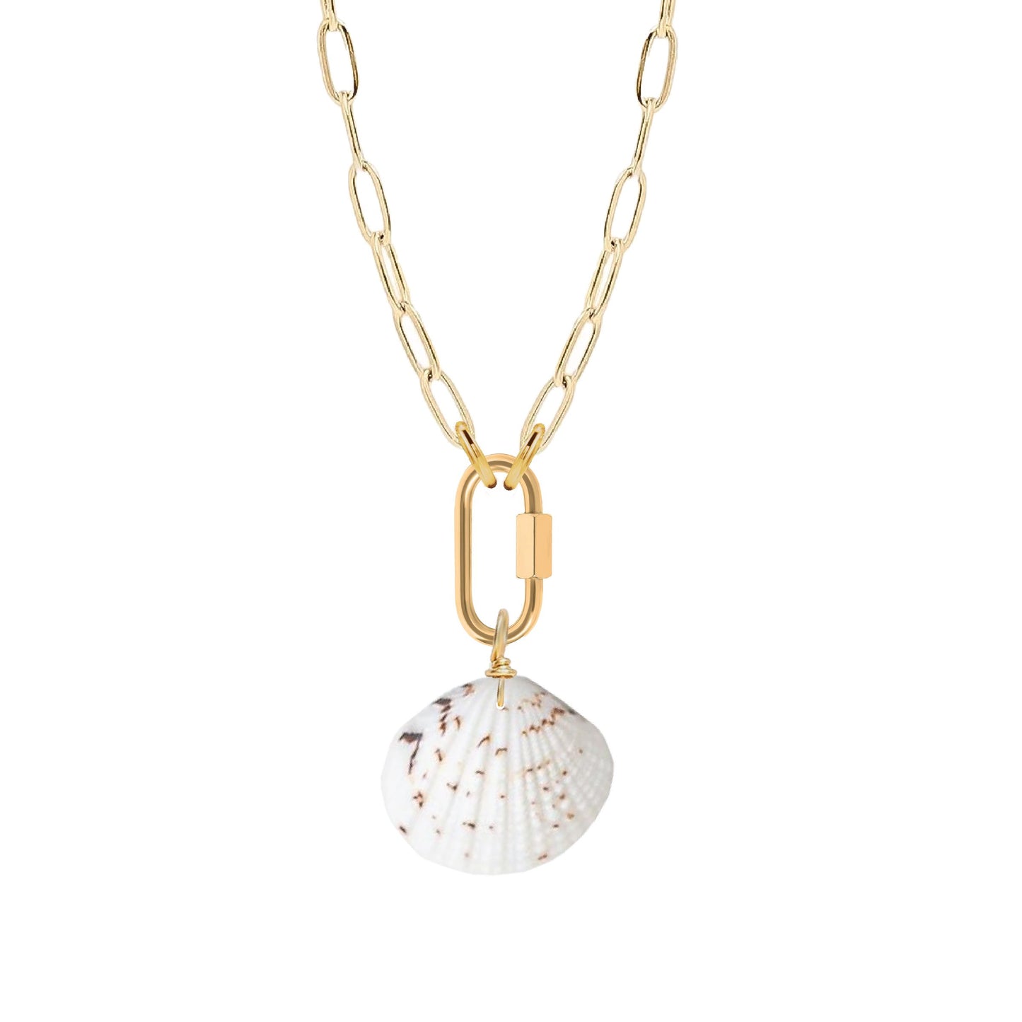 Paperclip Chain Shell Necklace Robyn Canady Gold 