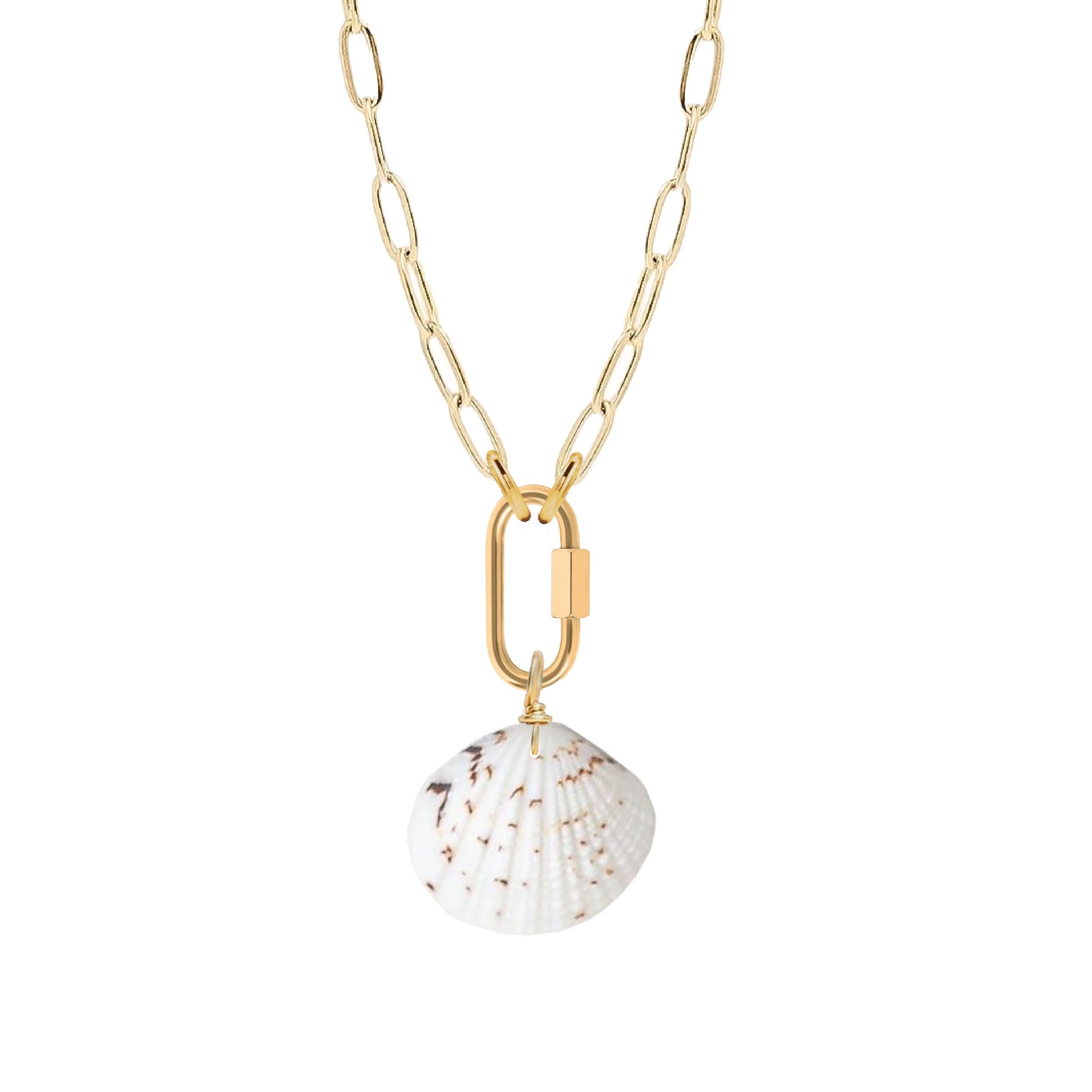 Paperclip Chain Shell Necklace Robyn Canady Gold 