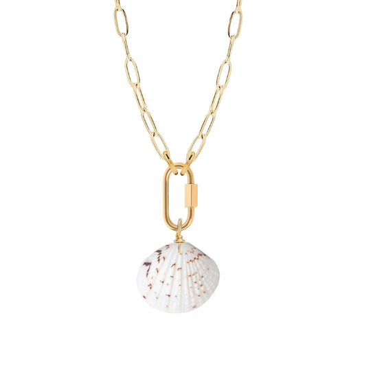 Paperclip Chain Shell Necklace Robyn Canady Gold 