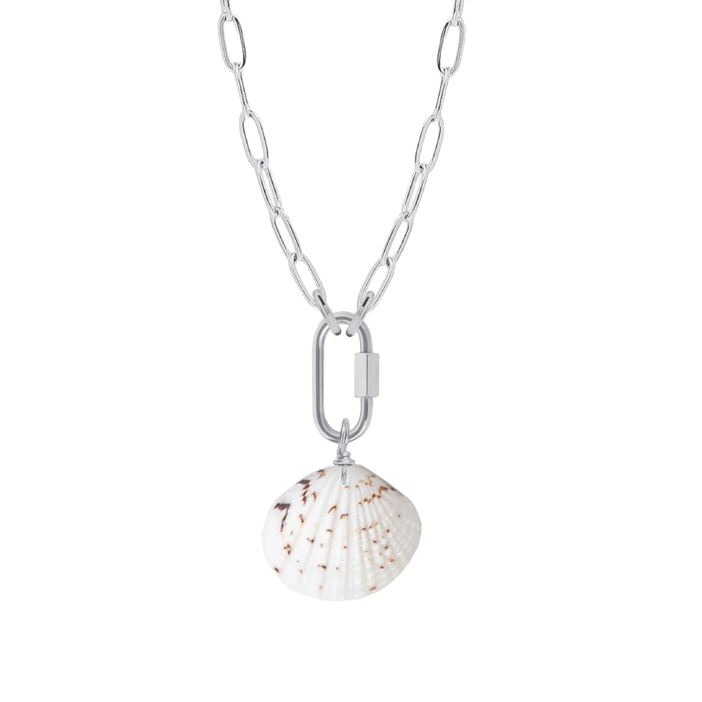 Paperclip Chain Shell Necklace Robyn Canady Silver 