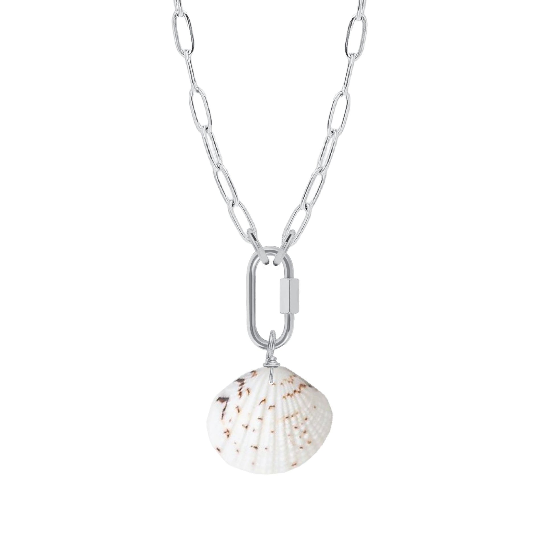Paperclip Chain Shell Necklace Robyn Canady Silver 