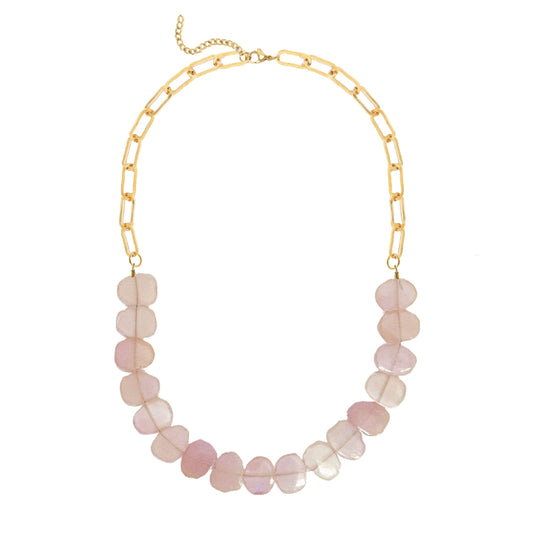 Pink Chalcedony Statement Necklace Robyn Canady Gold 
