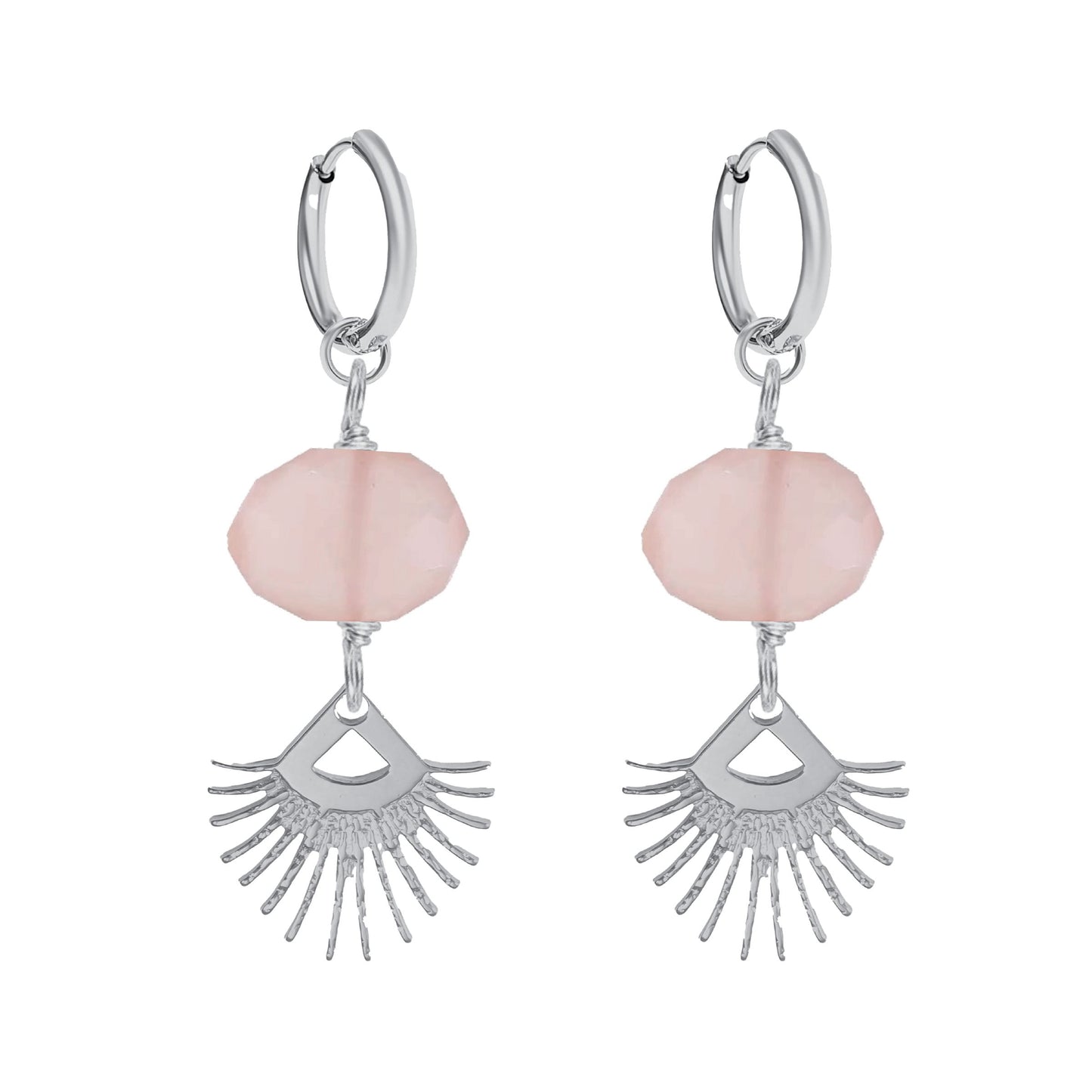 Sunburst Fringe Pink Chalcedony Drop Earrings Robyn Canady Silver 