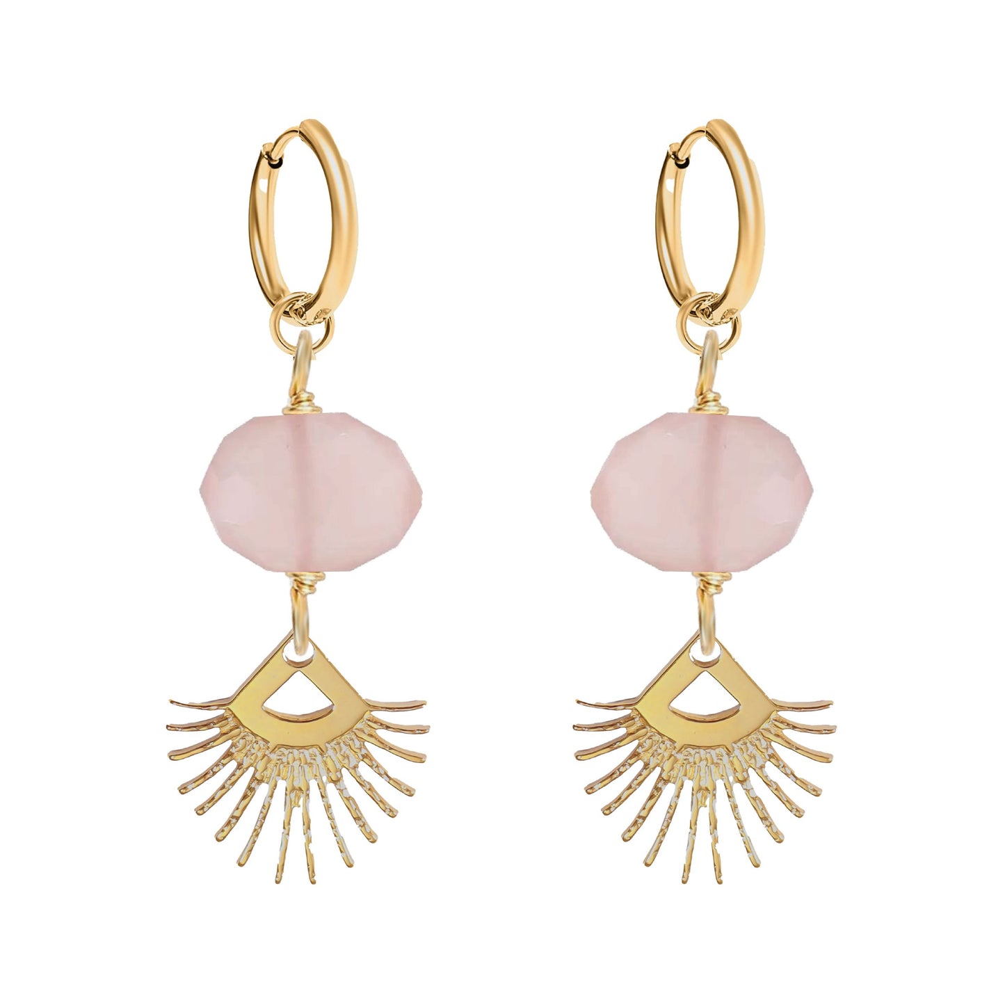 Sunburst Fringe Pink Chalcedony Drop Earrings Robyn Canady Gold 