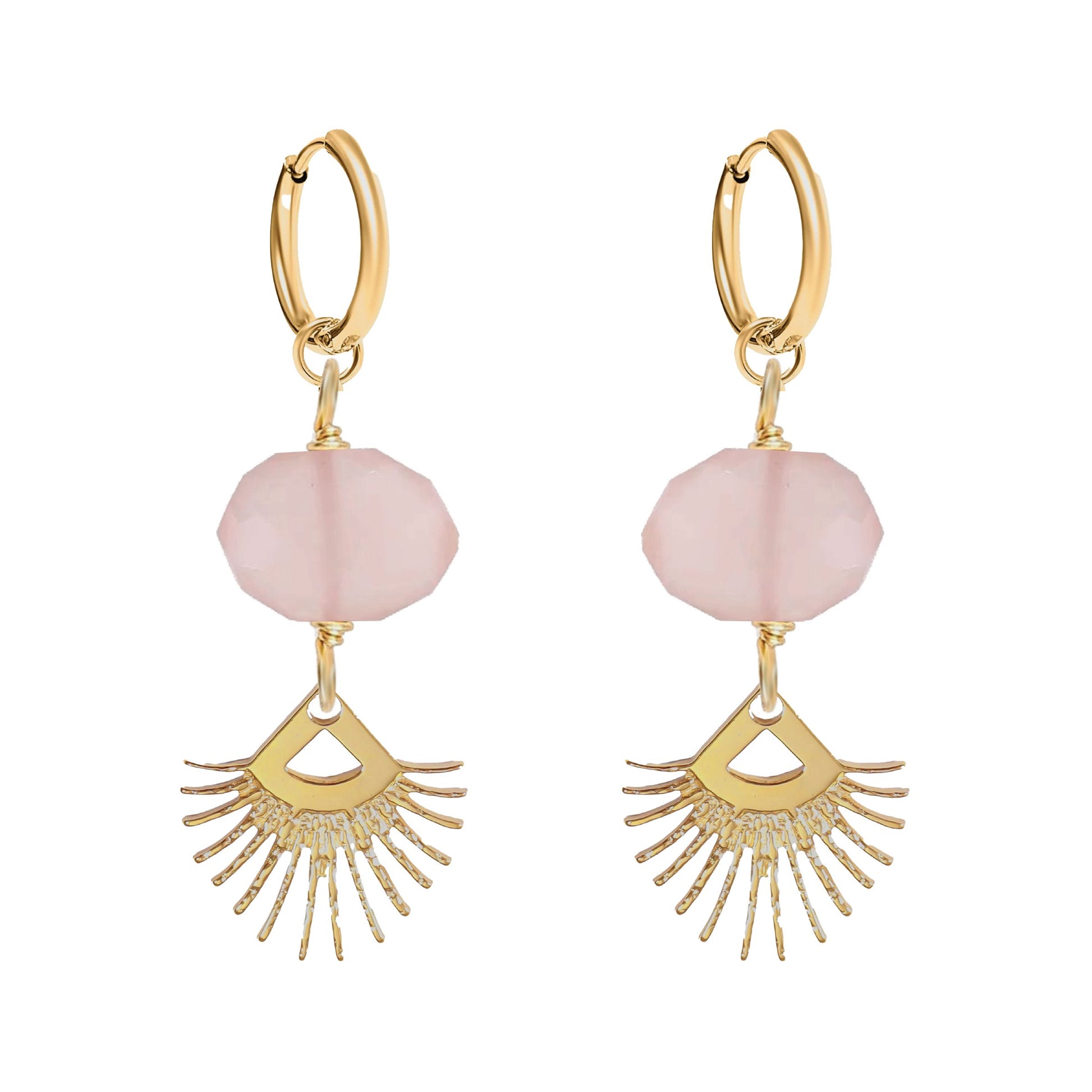 Sunburst Fringe Pink Chalcedony Drop Earrings Robyn Canady Gold 