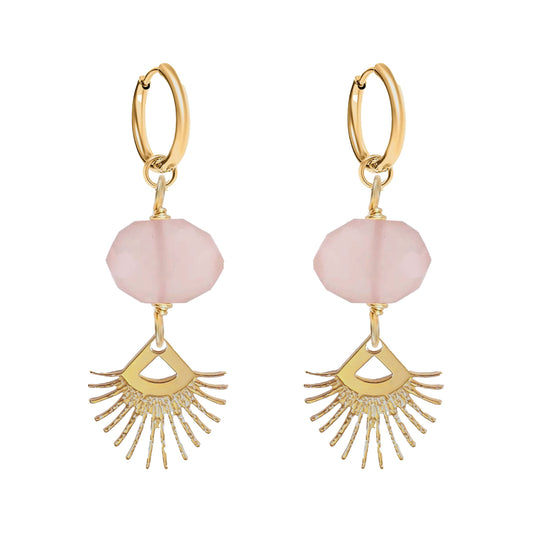 Sunburst Fringe Pink Chalcedony Drop Earrings Robyn Canady Gold 