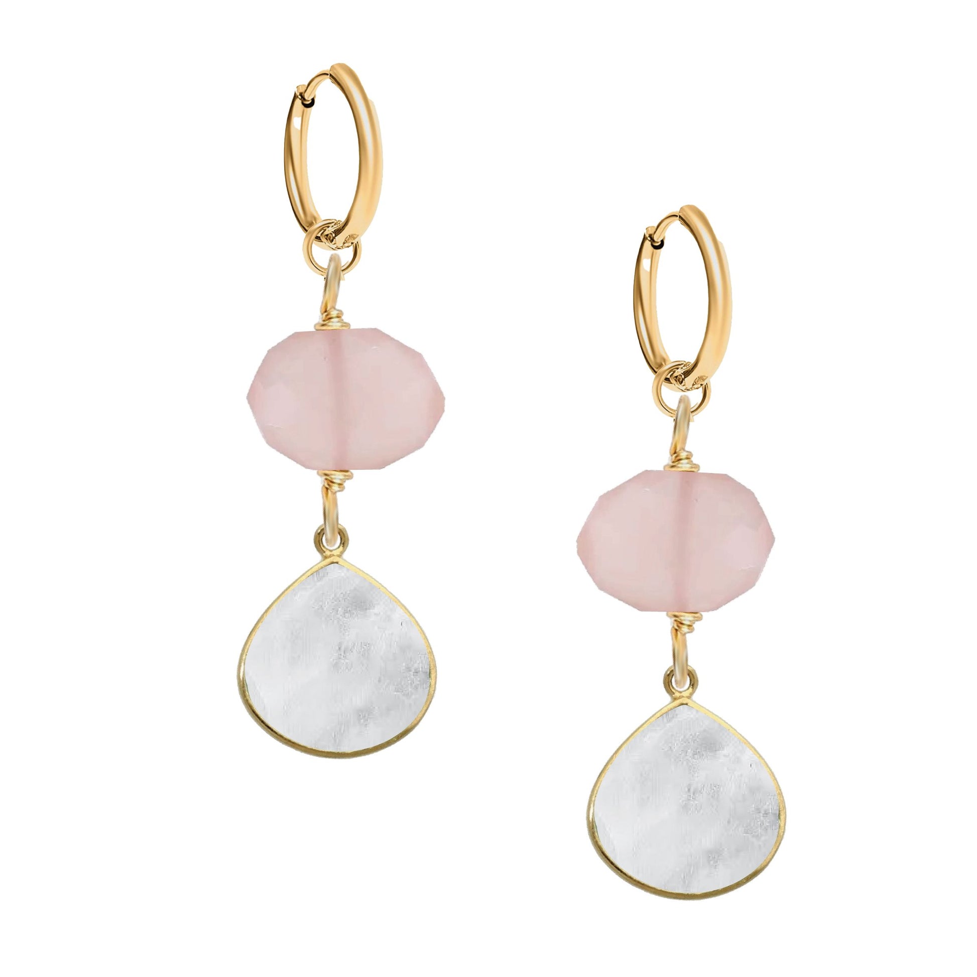 Pink Chalcedony & Moonstone Drop Earrings Robyn Canady 