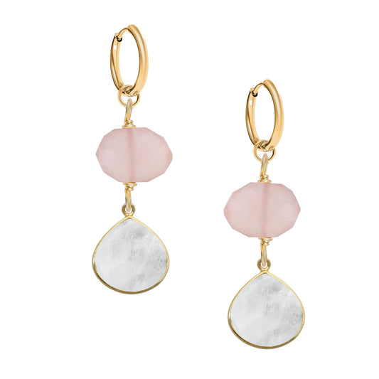 Pink Chalcedony & Moonstone Drop Earrings Robyn Canady 