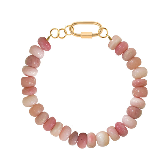Pink Opal 9.5mm Beaded Bracelet Robyn Canady Gold 