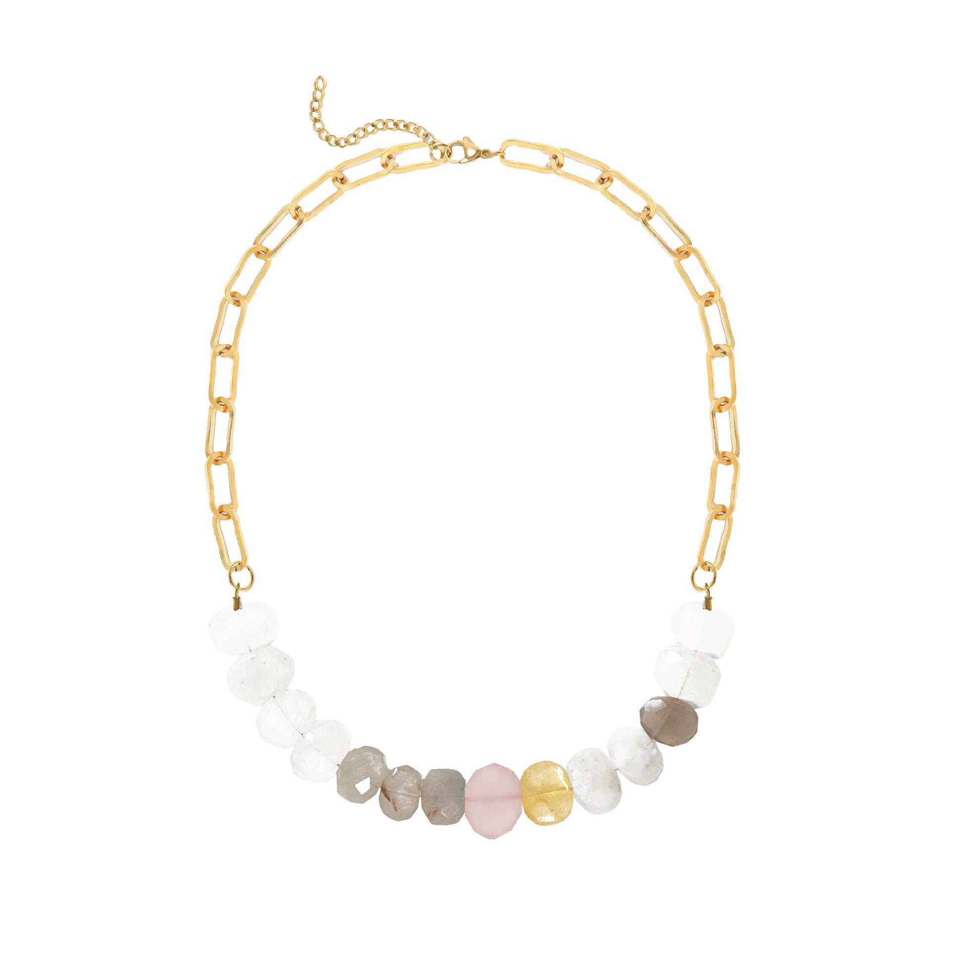 Pink Chalcedony Multi Statement Necklace Robyn Canady Gold 