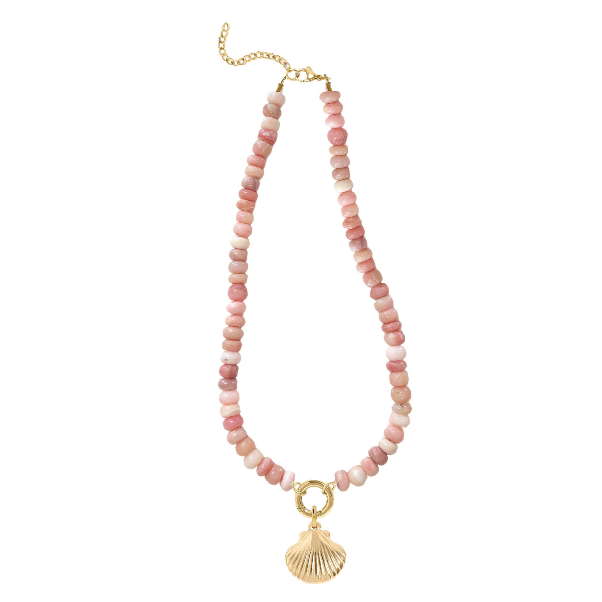 Pink Opal Gold Shell Necklace Robyn Canady 