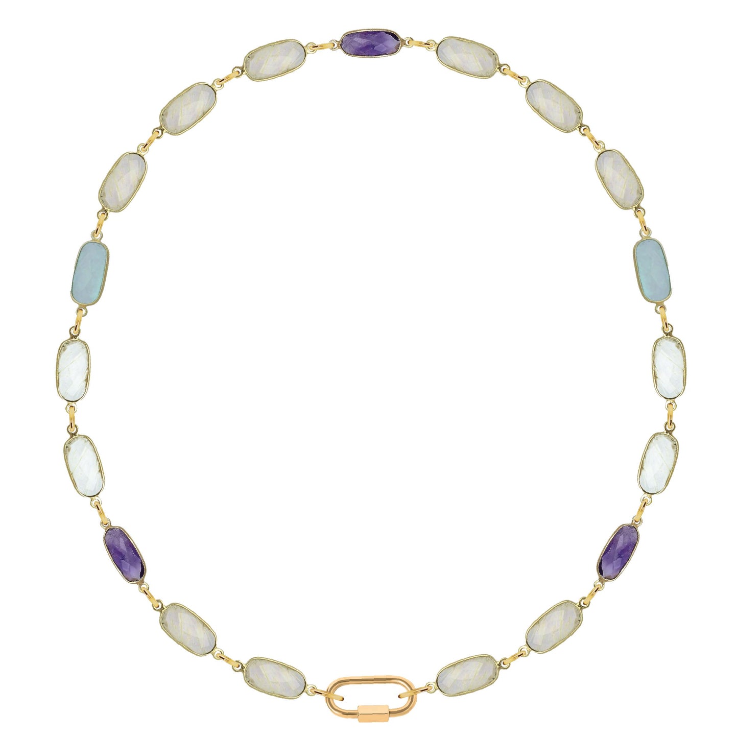 Aqua Chalcedony and Amethyst Multi Stone Link Necklace Robyn Canady 