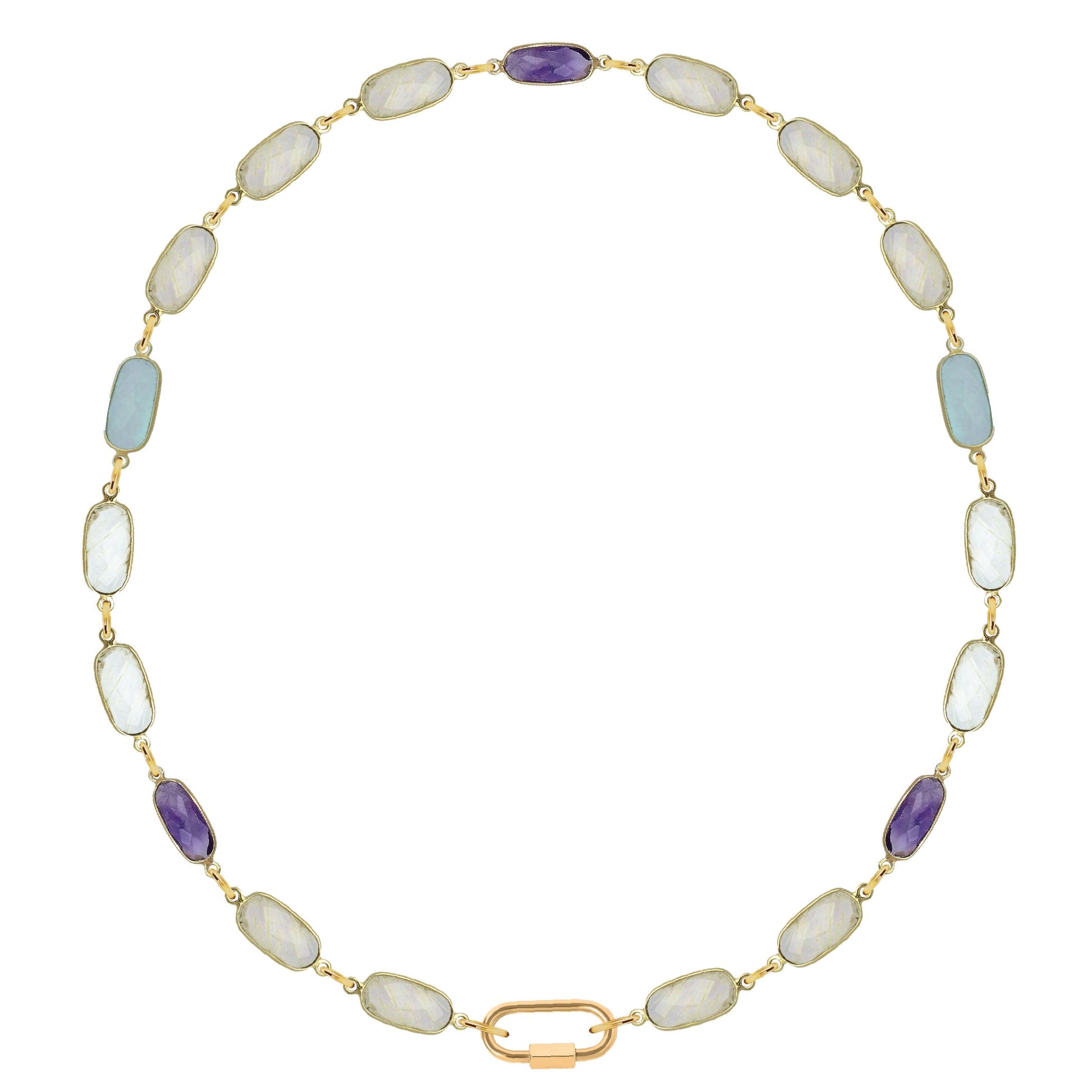 Aqua Chalcedony and Amethyst Multi Stone Link Necklace Robyn Canady 