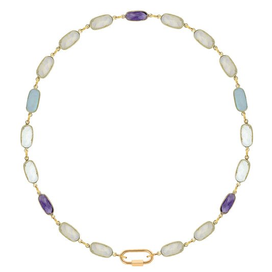 Aqua Chalcedony and Amethyst Multi Stone Link Necklace Robyn Canady 