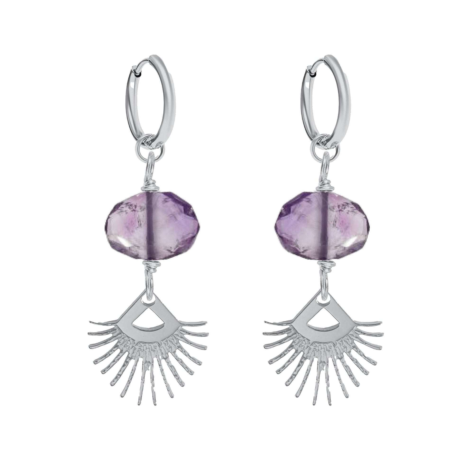 Sunburst Fringe Amethyst Drop Earrings Robyn Canady Silver 