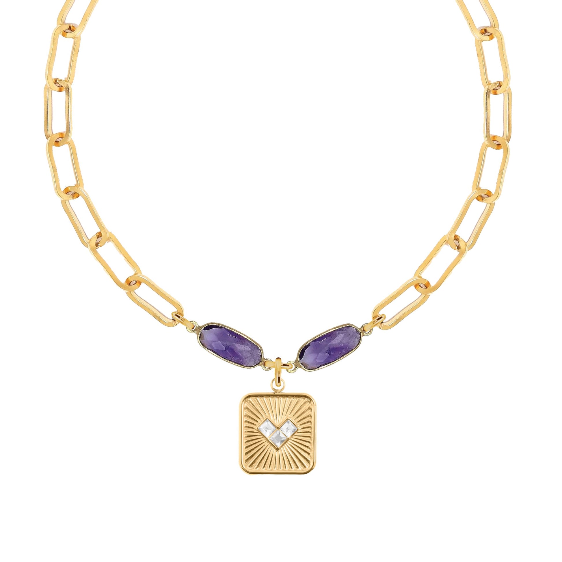 Amethyst Heart Paperclip Chain Necklace Robyn Canady 