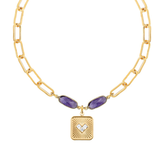 Amethyst Heart Paperclip Chain Necklace Robyn Canady 