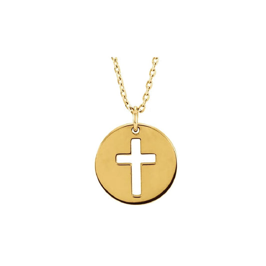 Pierced Cross Medallion Necklace Necklace Robyn Canady 14K Yellow Gold 