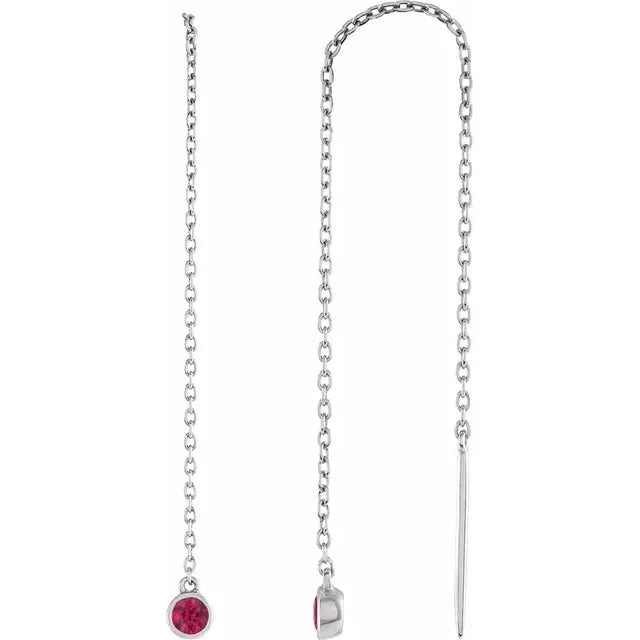 Ruby Thread Earrings Earrings Robyn Canady 14K White Gold 