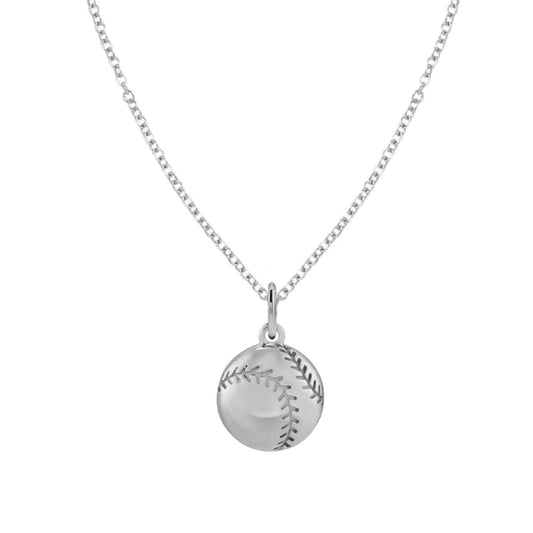 For the Softball Lover - Tiny Softball Charm Necklace - Dainty FIne Jewelry Necklace Robyn Canady Sterling Silver Sterling Silver 