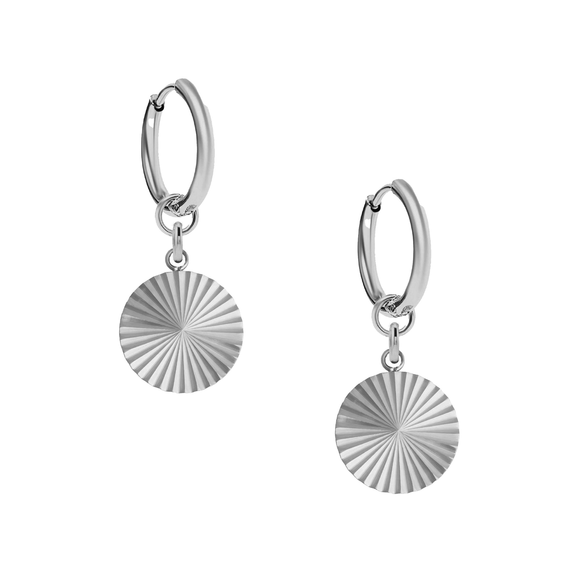 Sunburst Circle Hoop Earrings Robyn Canady Silver 