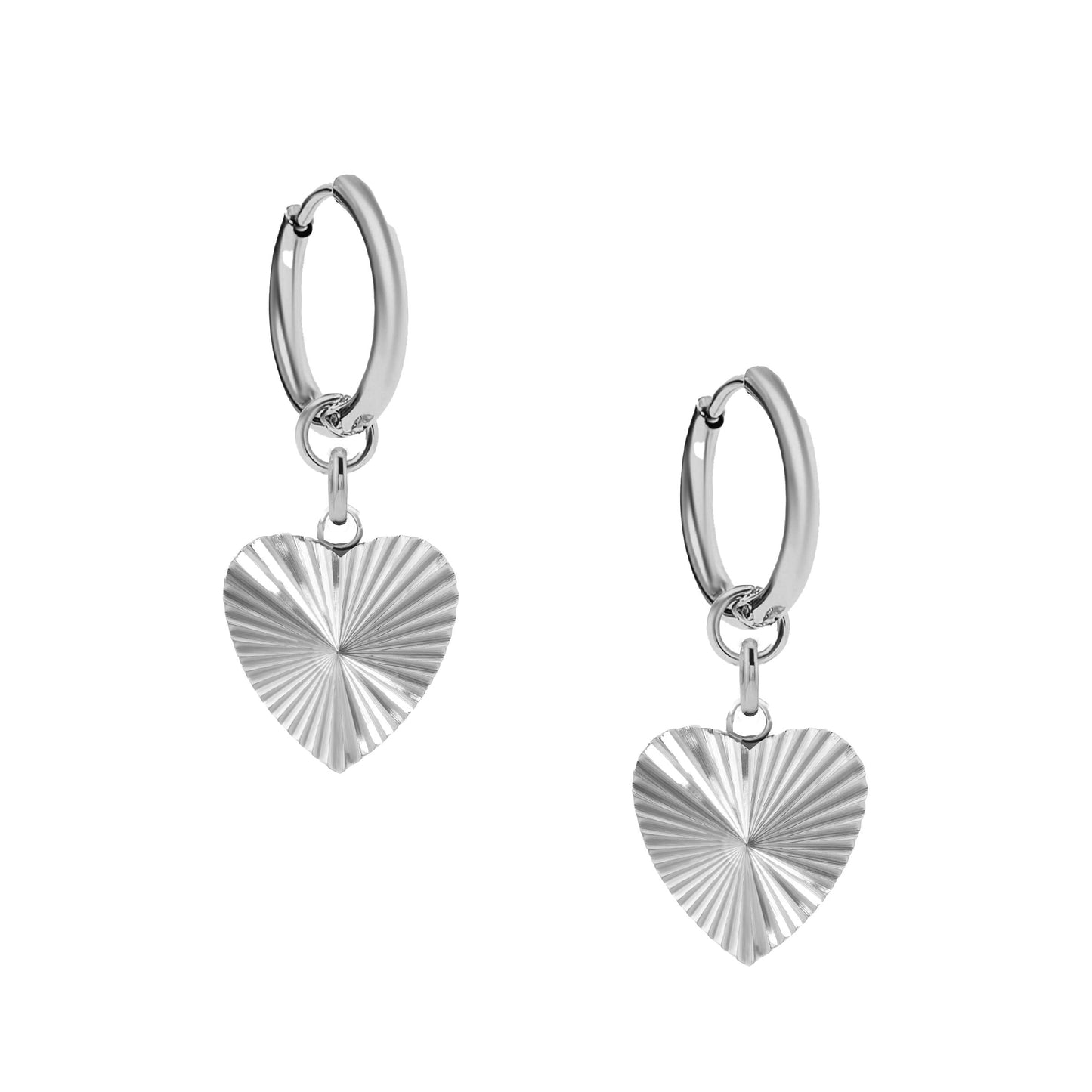 Sunburst Heart Hoop Earrings Robyn Canady Silver 