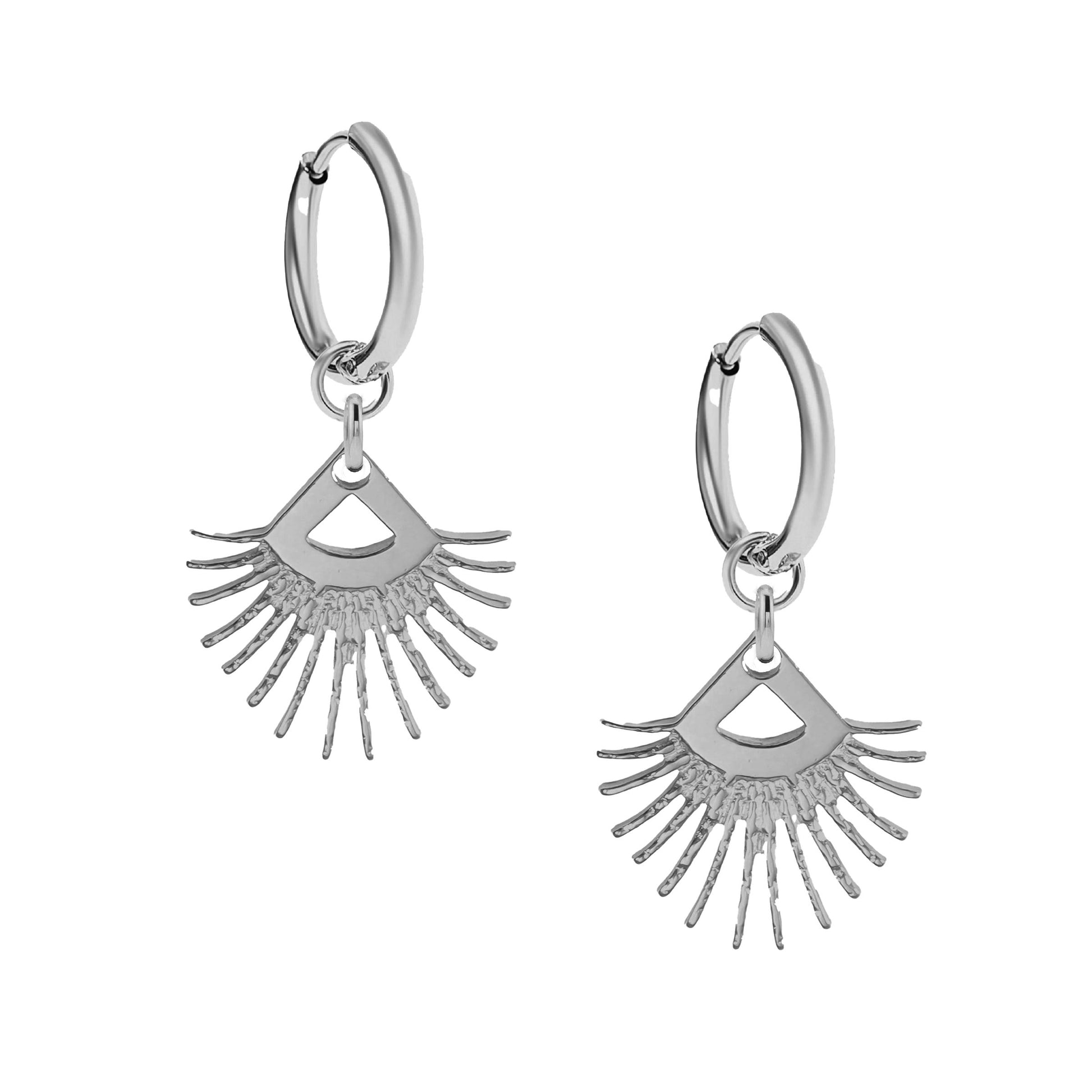 Sunburst Fringe Hoop Earrings Robyn Canady Silver 