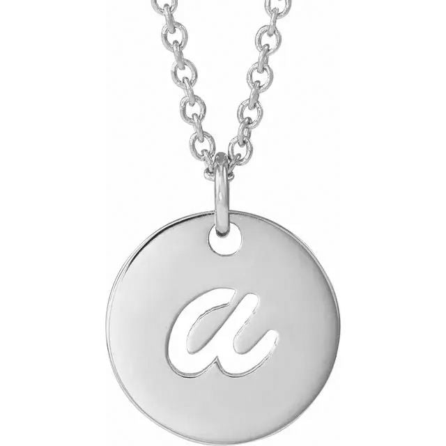 Script Initial Medallion Necklace - Sterling Silver Necklace Robyn Canady 
