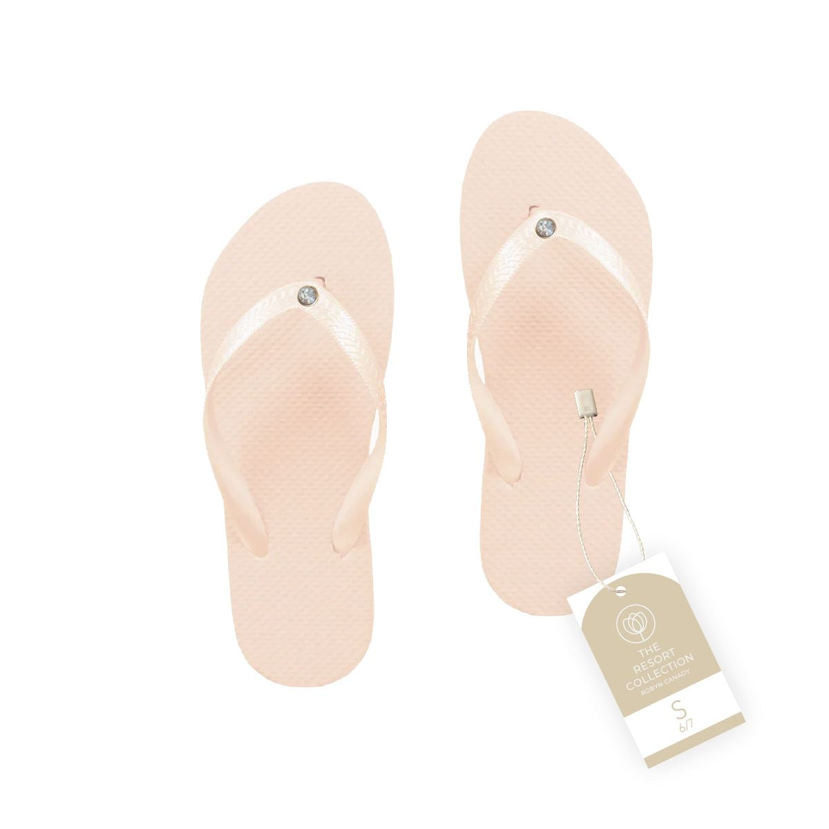 WS - Three Pairs of Flip Flops with Crystal Accent Robyn Canady Blush 