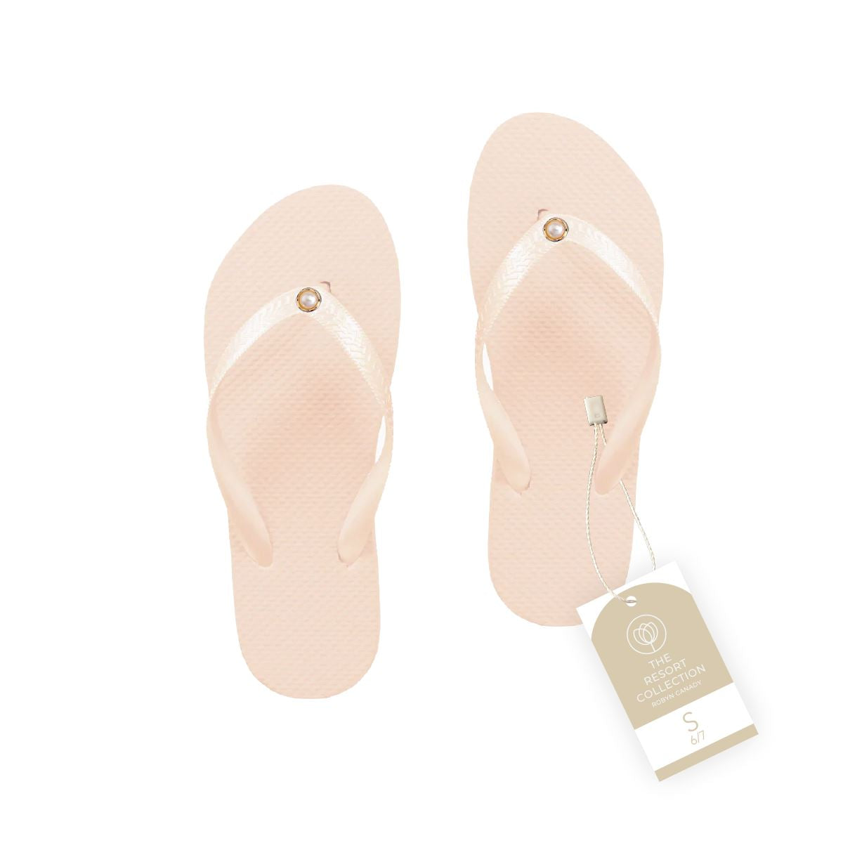 WS - Three Pairs of Flip Flops with Pearl Accent Robyn Canady Blush 