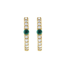 Load image into Gallery viewer, Emerald and Diamond Hoops Earrings Robyn Canady 
