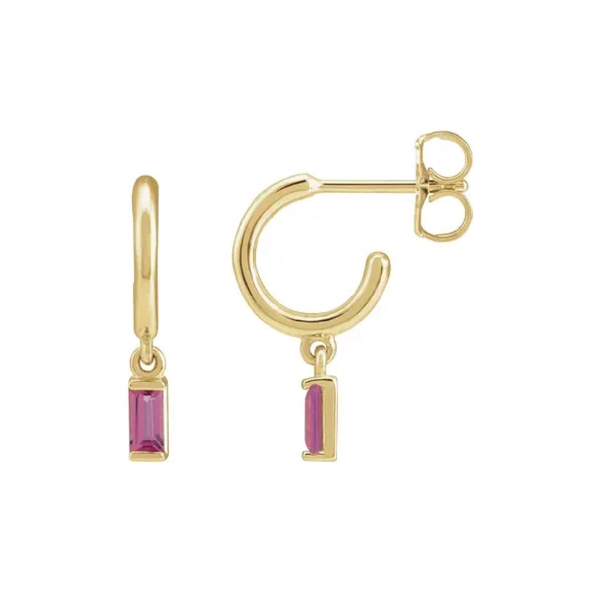 14K Pink Tourmaline Hoops Earrings Robyn Canady 