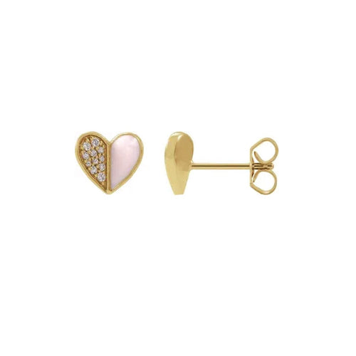 14K Pink Enamel and Diamond Stud Earrings Earrings Robyn Canady 