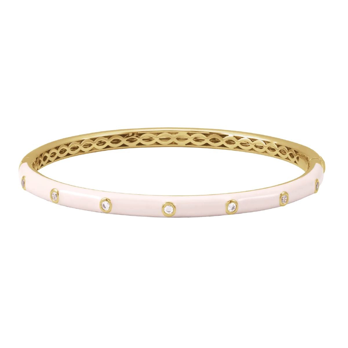 14K Pink Enamel and Diamond Hinged Bangle Bracelet Bracelet Robyn Canady 