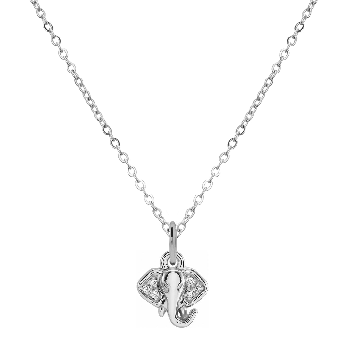 14K Mini Diamond Necklace - the super sweet, tiny pendant you can wear everyday. Necklace Robyn Canady 14K White Gold (with White Gold Charm) Elephant 