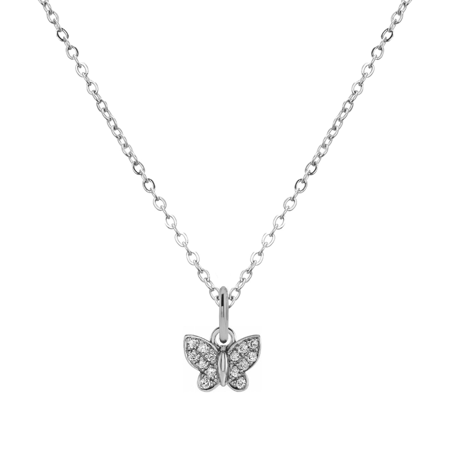 14K Mini Diamond Necklace - the super sweet, tiny pendant you can wear everyday. Necklace Robyn Canady 14K White Gold (with White Gold Charm) Butterfly 