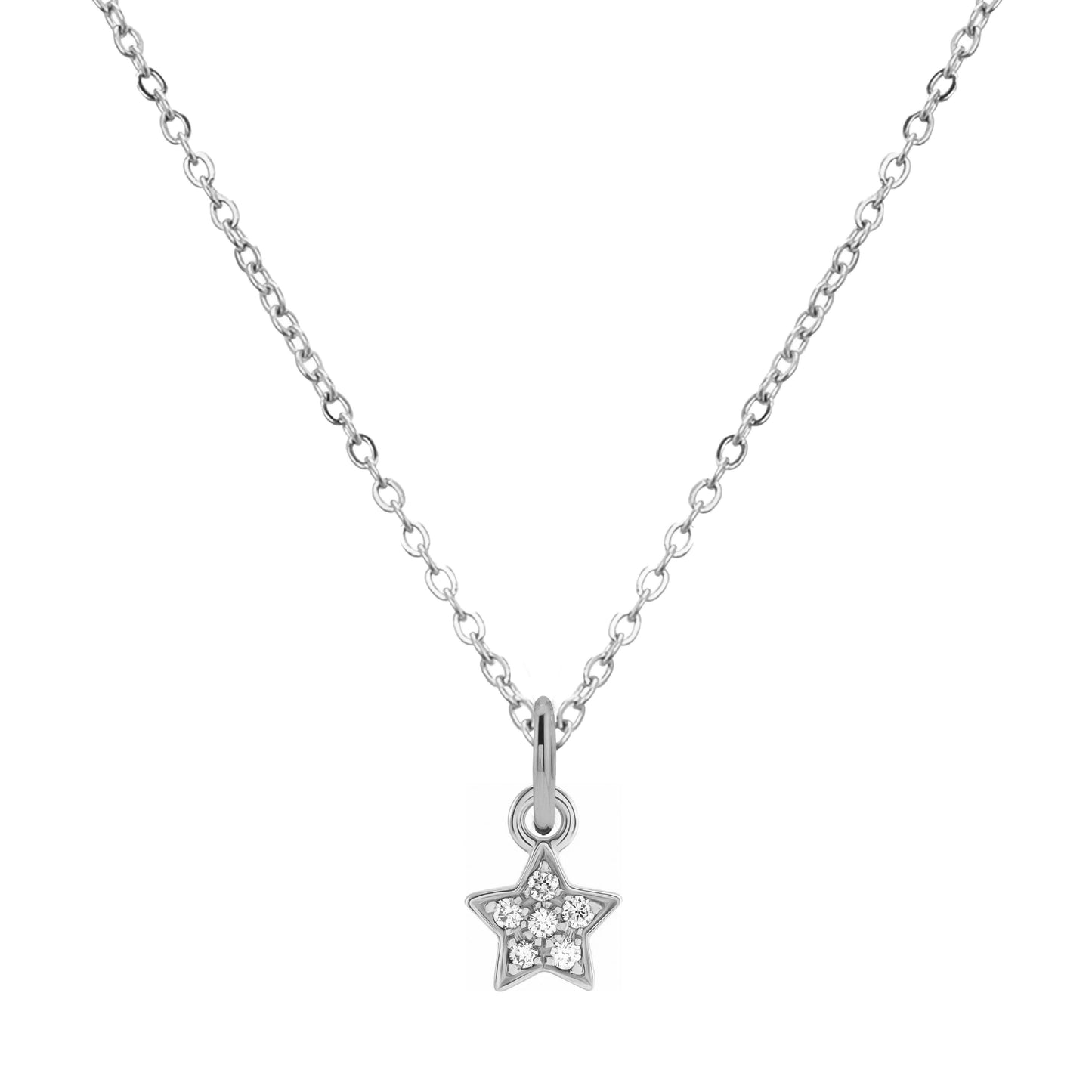 14K Mini Diamond Necklace - the super sweet, tiny pendant you can wear everyday. Necklace Robyn Canady 14K White Gold (with White Gold Charm) Star 