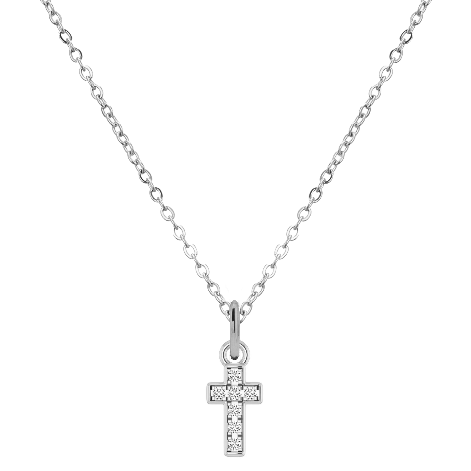 14K Mini Diamond Necklace - the super sweet, tiny pendant you can wear everyday. Necklace Robyn Canady 14K White Gold (with White Gold Charm) Cross 