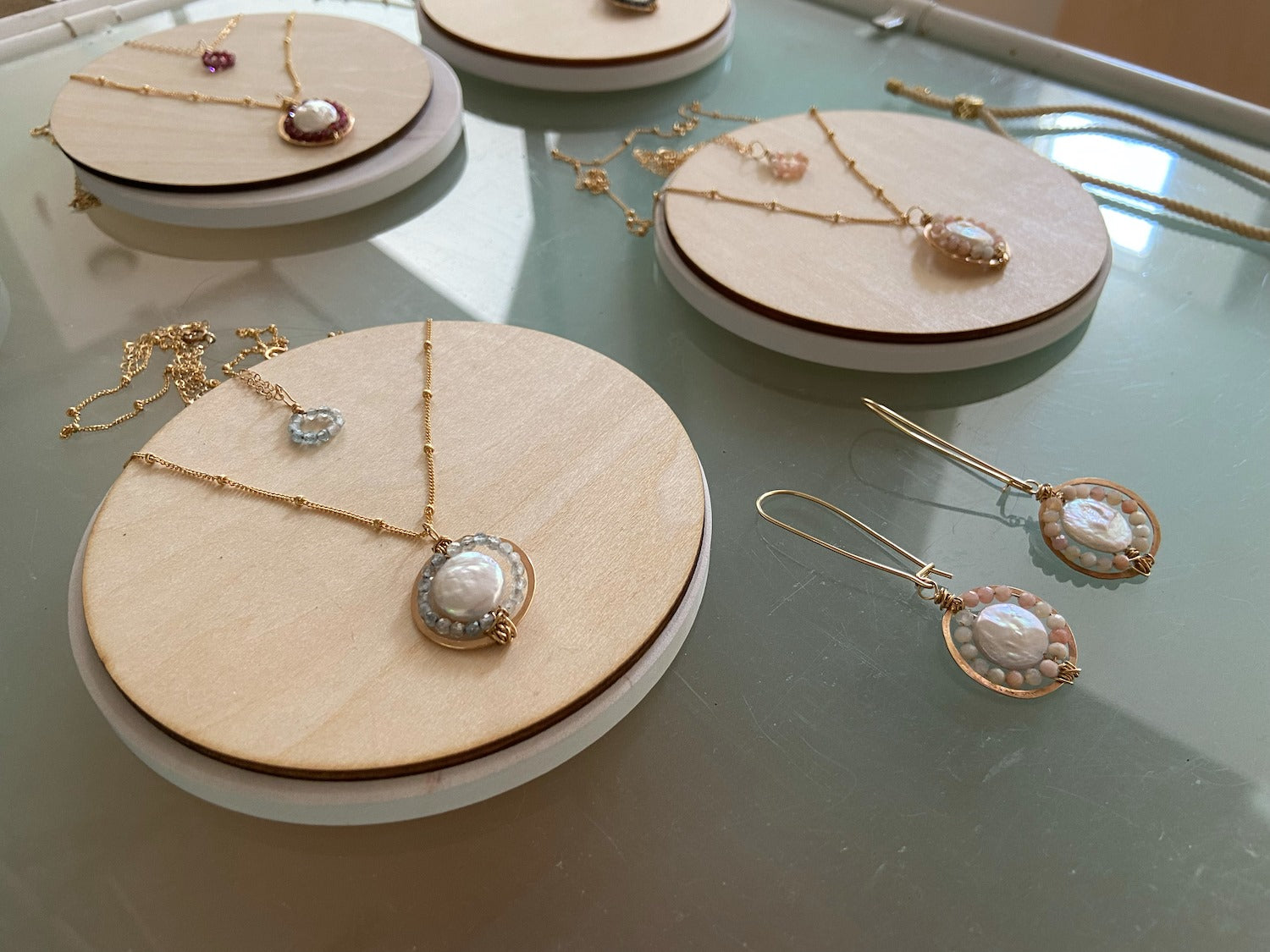 Gemstone Medallion Earrings - Pink Opal Robyn Canady 
