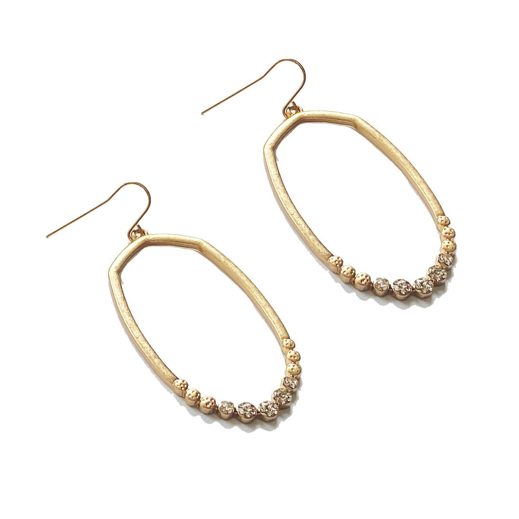 Matte Gold Drop Earrings with Rhinestones Earrings Robyn Canady 