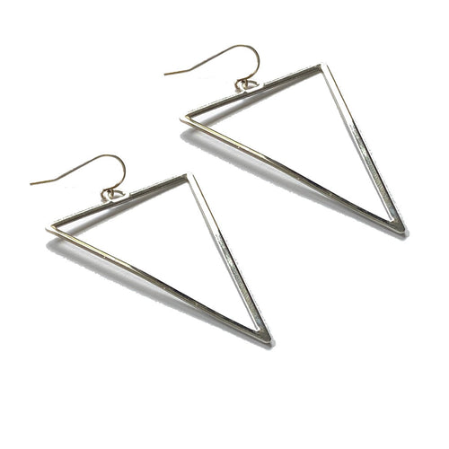 Shiny Silver Triangle Drop Earrings Earrings Robyn Canady 