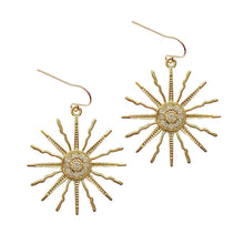 Load image into Gallery viewer, Sunburst Sparkle Gold Drop Earrings Earrings Robyn Canady 
