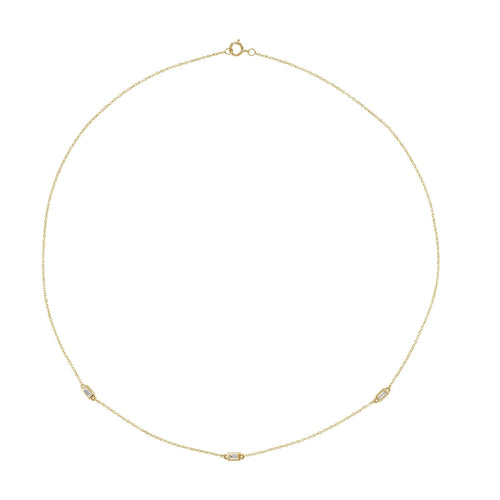 14K Diamond Baguette Layering Necklace Robyn Canady 